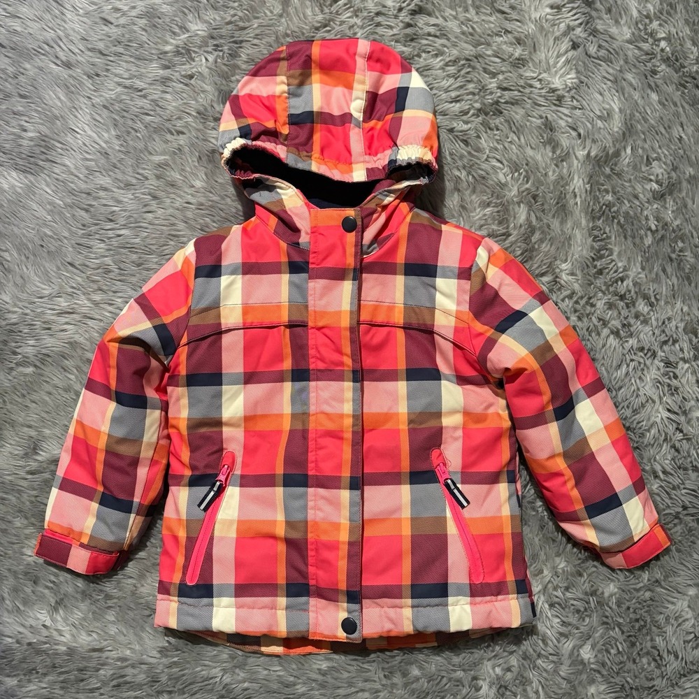 Cat & Jack 2 Layer Thick Winter Coat Pink Plaid Toddler Girl 3T